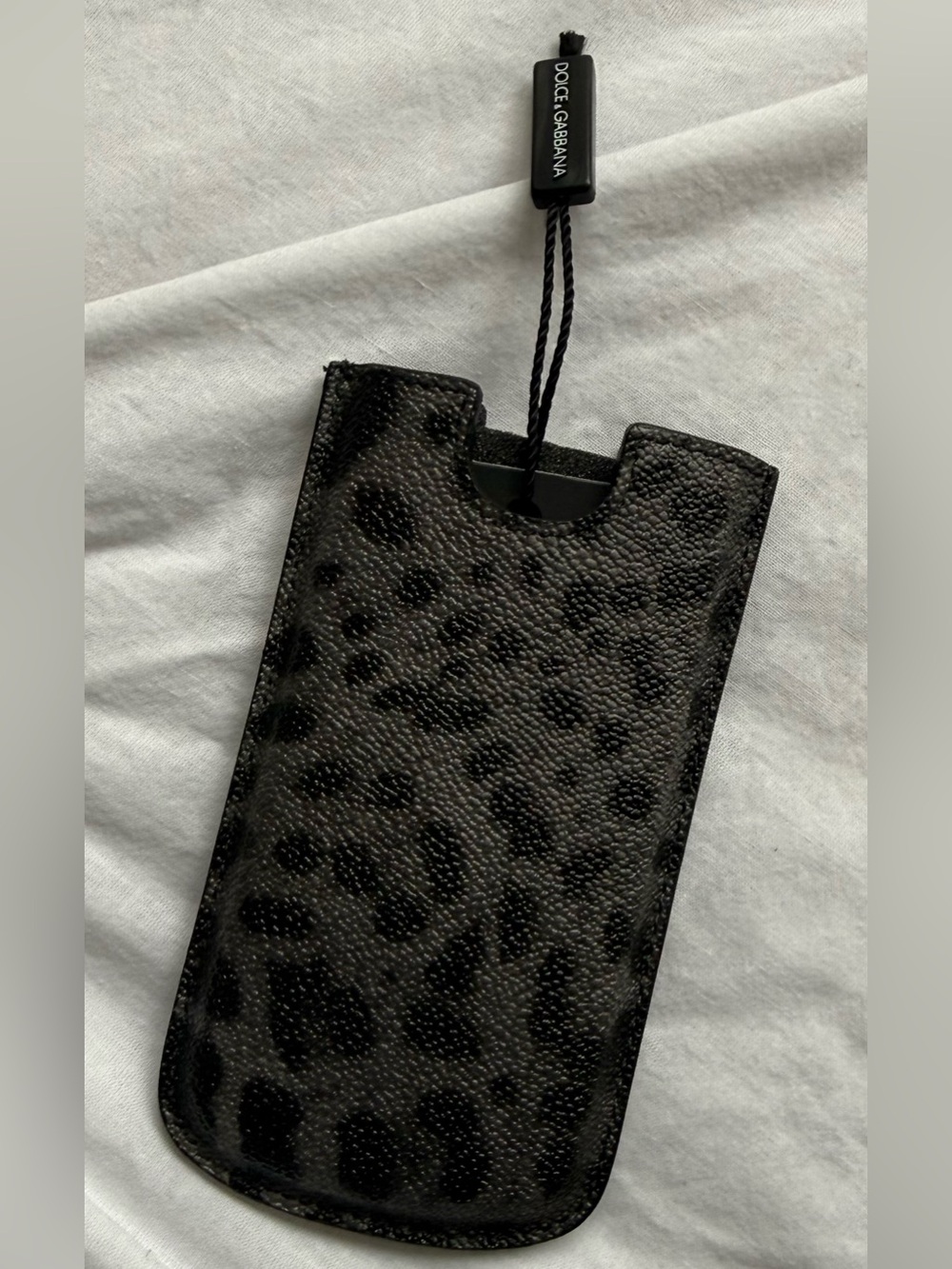 Dolce & Gabbana Black Gray Leopard-Print Card Holder
